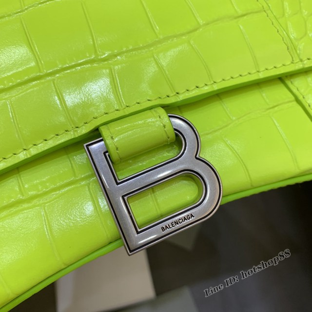 Balenciaga專櫃新款小號手提肩背女包原單沙漏包 巴黎世家螢光綠沙漏包 fyj1420